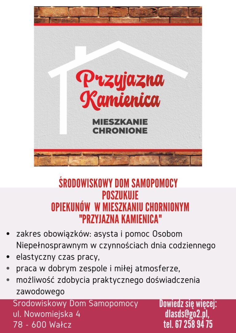 Praca - opiekun w mieszkaniach chronionych